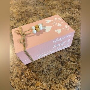 Girl table/shelf wood block decor